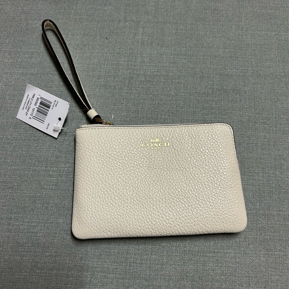 Coach Gray Leather Wristlet